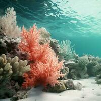 corallo rosa vs mare schiuma verde alto qualità foto