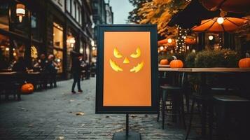 Halloween, zucca, promozione, bar, ristorante, ai generativo foto