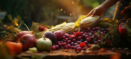 cornucopia, ringraziamento raccogliere Halloween autunno autunno, ai generativo foto