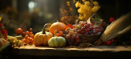 cornucopia, ringraziamento raccogliere Halloween autunno autunno, ai generativo foto