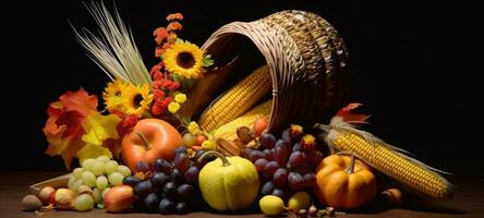 cornucopia, ringraziamento raccogliere Halloween autunno autunno, ai generativo foto
