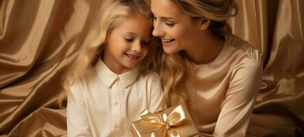 madre figlia bonding presente regalo oro tema natale, ai foto