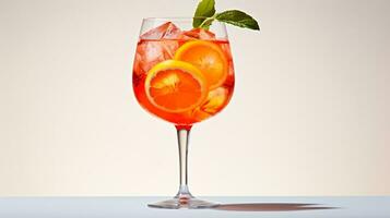 foto di un' aperol spritz bevanda isolato su bianca sfondo. generativo ai