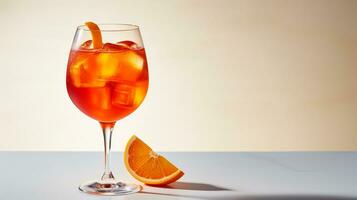 foto di un' aperol spritz bevanda isolato su bianca sfondo. generativo ai