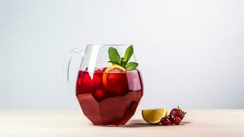 foto di un' Sangria isolato su piatto bianca sfondo. generativo ai