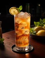 foto di alcuni arnold palmer bevanda elegantemente plated su un' tavolo. generativo ai