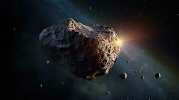 asteroide in movimento nel spazio. generativo ai foto