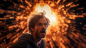 scienziato sognare di un' supernova esplosione. generativo ai foto