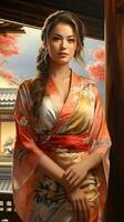 ritratto di bellissimo giapponese geisha. generativo ai foto
