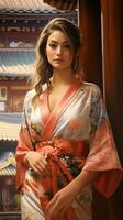 ritratto di bellissimo giapponese geisha. generativo ai foto