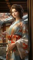ritratto di bellissimo giapponese geisha. generativo ai foto