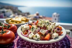 ai generativo foto di un' greco insalata fatto di pomodori