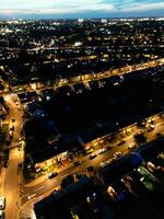 aereo Visualizza di illuminato Residenziale quartiere di luton città di Inghilterra foto