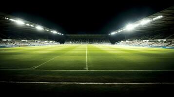 calcio stadio a notte con luminosa luci foto