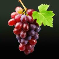 fresco uva grappolo con foglie, ai generativo foto