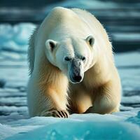 bianca orso neve orso, orso su ghiaccio grizzly orso ,ai generato foto