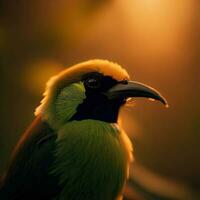 un' avvicinamento di il indiano rullo uccello crogiolarsi nel anche luce del sole ,ai generato foto