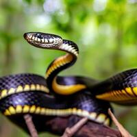 il mangrovia serpente vetrine suo grazioso e agile movimenti su vicino ,ai generato foto