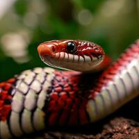 esplorando il brillante rossi di il rosso latte serpente ,ai generato foto