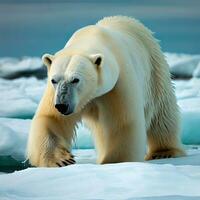 bianca orso neve orso, orso su ghiaccio grizzly orso ,ai generato foto