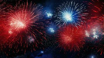 scintillante rosso blu bianca celebrazione fuochi d'artificio foto