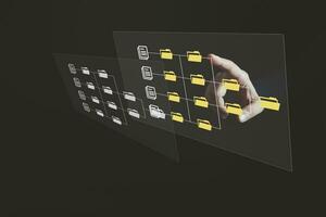 sistema di gestione dei documenti dms, gestione di database di documenti online, organizzazione dei documenti organizzati, processi automatizzati per la gestione dei file, erp enterprise efficiente, tecnologia aziendale. foto