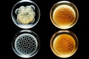 alto qualità macro fotografie di polline cereali sotto un' microscopio isolato su un' bianca sfondo