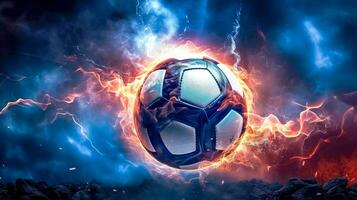 calcio palla nel veloce energia a partire dal fulmine foto