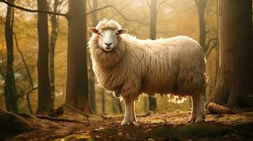 ritratto di lana pecora nel il azienda agricola ai generativo foto