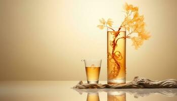 cara ionut styled vietnamita liquido nel leggero arancia con icepunk le foglie ai generato foto