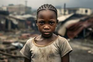 ai generativo immagini di un' bambino raffigurante sociale disuguaglianza nel società foto