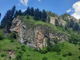 panoramico Visualizza di il naturale bellezza di tao culo, neelum valle, kashmir. tao culo è famoso per suo lussureggiante verde alberi e naturale bellezza. foto