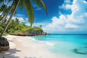 bellissimo spiaggia anse lazio a praslin seychelles, parte inferiore baia, barbados - Paradiso spiaggia su il caraibico isola di barbado, ai generato foto