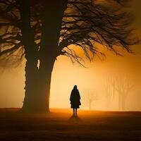 silhouette di un' solitario donna sta solo foto