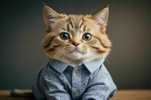 quello carino gatto indossare camicia. ai generativo professionista foto