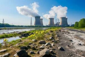 pulito moderno energia stazione nel largo all'aperto paesaggio per sfondo foto