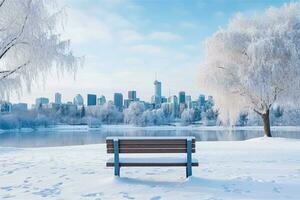 panoramico nevoso parco scene nel canadese città a Natale sfondo con vuoto spazio per testo foto