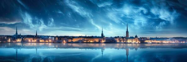 scandinavo capitali bagliore con ghiacciato Natale bellezza sotto tetro cieli foto