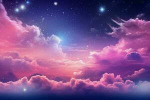 travolgente futuristico sfondo ornato con stelle rosa nuvole e galassie foto