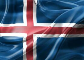 3d-illustrazione di una bandiera dell'Islanda - bandiera sventolante realistica del tessuto foto