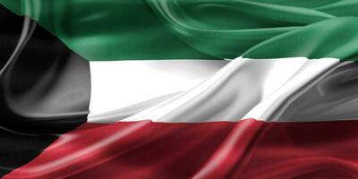 3d-illustrazione di una bandiera del Kuwait - bandiera sventolante realistica del tessuto foto
