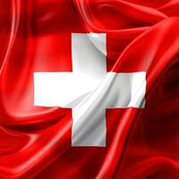bandiera svizzera - bandiera in tessuto sventolante realistica foto