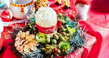 Natale decorazione con candela per tavolo centrotavola. foto