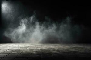 buio calcestruzzo pavimento con nebbia o nebbia apparendo strutturato foto