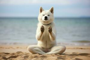 adorabile divertente yoga cane. creare ai foto