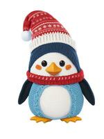 Natale pinguino nel un' rosso inverno cappello su un' bianca sfondo foto