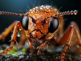 avvicinamento altamente dettagliato macro tiro di il formica generativo ai foto