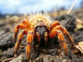 avvicinamento altamente dettagliato macro tiro di il ragno generativo ai foto