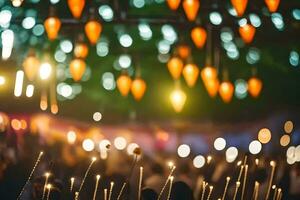 molti candele siamo illuminato nel un' buio camera. ai-generato foto