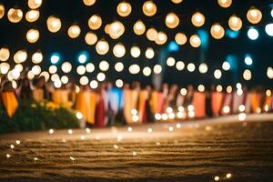 candele siamo illuminato nel il mezzo di un' campo. ai-generato foto